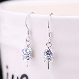 925 Silver Hook Earrings Crystal 6-11mm Semi Mount Women Earrings