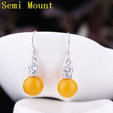 925 Silver Hook Earrings Crystal 6-11mm Semi Mount Women Earrings