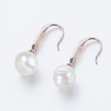 925 Silver Hook Earrings CZ Rose Plated Pearl Drop