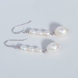 925 Silver Hook Earrings Freshwater Pearl Drop Women Jewelry
