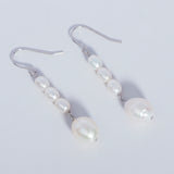 925 Silver Hook Earrings Freshwater Pearl Drop Women Jewelry