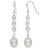 925 Silver Hook Earrings Freshwater Pearl Drop Women Jewelry