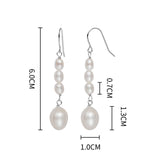 925 Silver Hook Earrings Freshwater Pearl Drop Women Jewelry
