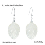 925 Silver Hook Mother Of Pearl Leaf Drop Earrings Women Jewelry