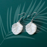 925 Silver Hook Mother Of Pearl Leaf Drop Earrings Women Jewelry