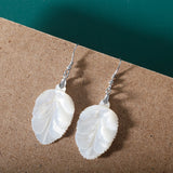 925 Silver Hook Mother Of Pearl Leaf Drop Earrings Women Jewelry