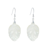 925 Silver Hook Mother Of Pearl Leaf Drop Earrings Women Jewelry