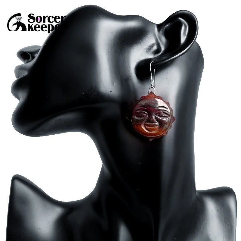 925 Silver Hooks Iron Tiger Eye Gemstone Vintage Dangle Earrings