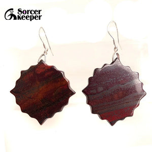 925 Silver Hooks Iron Tiger Eye Gemstone Vintage Dangle Earrings