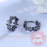 925 Sterling Silver Hoop Earring Barbed Wire Ear Cuff Clip On S925 Earrings