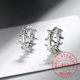 925 Sterling Silver Hoop Earring Barbed Wire Ear Cuff Clip On S925 Earrings