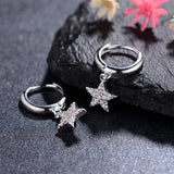 925 Silver Hoop Earring Star Pendant Zircon Ear Jewelry for Women