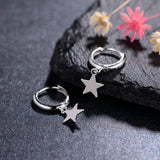 925 Sterling Silver Hoop Earrings Circle Star Shape Ear Fine Jewelry