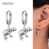 925 Sterling Silver Hoop Earring Animal Pendant Earrings