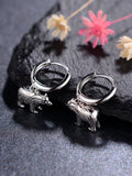 925 Sterling Silver Hoop Earring Animal Pendant Earrings