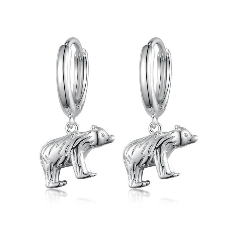 925 Sterling Silver Hoop Earring Animal Pendant Earrings