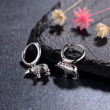 925 Sterling Silver Hoop Earring Animal Pendant Earrings