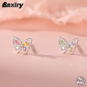 925 Silver Butterfly Dangle Hoop Earrings for Women Wedding Jewelry