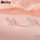 925 Silver Butterfly Dangle Hoop Earrings for Women Wedding Jewelry