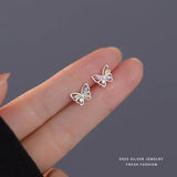 925 Silver Butterfly Dangle Hoop Earrings for Women Wedding Jewelry
