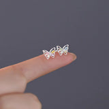 925 Silver Butterfly Dangle Hoop Earrings for Women Wedding Jewelry