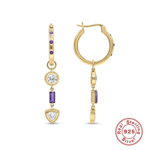 925 Silver Hoop Earring Purple Zircon Pendant Jewelry