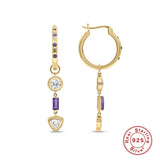 925 Silver Hoop Earring Purple Zircon Pendant Jewelry