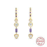 925 Silver Hoop Earring Purple Zircon Pendant Jewelry