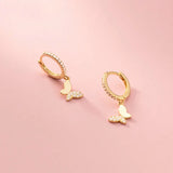 925 Silver Butterfly Zircon Hoop Earrings Women's Minimalist Jewelry