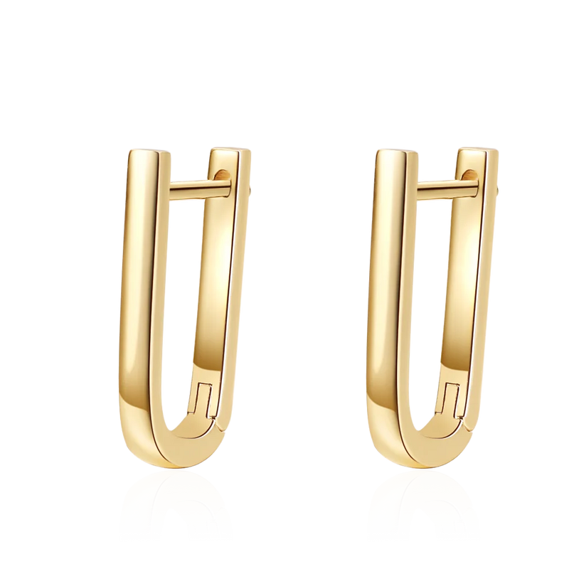 925 Silver Hoop Earrings 18K Plated U Shape Korea Women's Jewelry