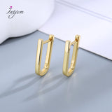 925 Silver Hoop Earrings 18K Plated U Shape Korea Women's Jewelry