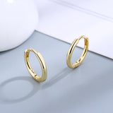 925 Silver Hoop Earrings 18K Plated Circle Women's Fine Jewelry Small Earrings