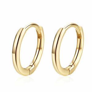 925 Silver Hoop Earrings 18K Plated Circle Women's Fine Jewelry Small Earrings
