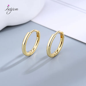 925 Silver Hoop Earrings 18K Plated Circle Women's Fine Jewelry Small Earrings