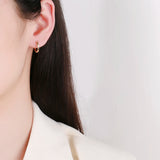 925 Silver Hoop Earrings 18K Plated Circle Women's Fine Jewelry Small Earrings