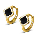 925 Sterling Silver Hoop Earrings Enamel Square Earrings For Women Party Jewelry