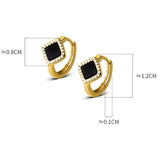 925 Sterling Silver Hoop Earrings Enamel Square Earrings For Women Party Jewelry