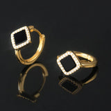 925 Sterling Silver Hoop Earrings Enamel Square Earrings For Women Party Jewelry