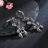 925 Silver Hoop Earrings Zircon Balloon Boy Girl Fine Jewelry