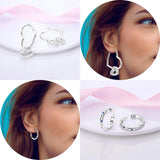 925 Silver Hoop Earrings Heart Moon Star Zircon Fine Earring Jewelry