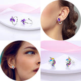 925 Silver Hoop Earrings Heart Moon Star Zircon Fine Earring Jewelry