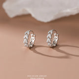 925 Sterling Silver Hoop Earrings Zircon Sleeper Girl Fine Jewelry