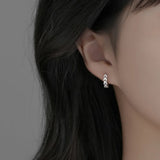 925 Sterling Silver Hoop Earrings Zircon Sleeper Girl Fine Jewelry