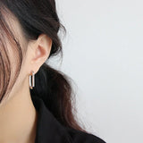 925 Sterling Silver Hoop Earrings Gothic Minimalist Jewelry