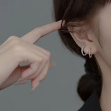 925 Silver Hoop Earrings Minimalist Weaving Geometric Twist Small Ear Jewelry