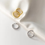 925 Silver Hoop Earrings Minimalist Weaving Geometric Twist Small Ear Jewelry