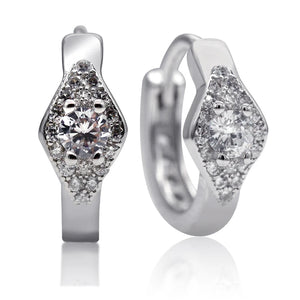 925 Silver Hoop Earrings With CZ Wedding Earrings Jewelry Gift