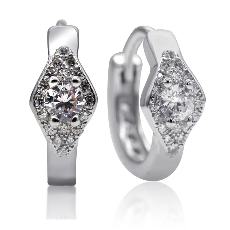 925 Silver Hoop Earrings With CZ Wedding Earrings Jewelry Gift