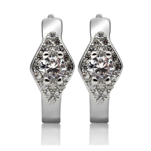 925 Silver Hoop Earrings With CZ Wedding Earrings Jewelry Gift