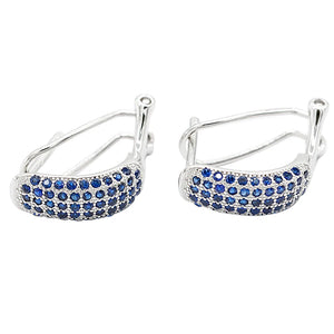 925 Silver Hoop Earrings Geometric Shape with Zircon Stones